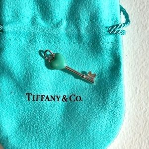 Authentic Retired Tiffany& Co Blue Enamel Heart Key Pendant *NO CHAIN*